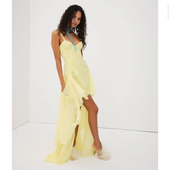 For Love & Lemon • June Maxi Dress (yellow) • MSRP $340 • small • NWT - Picture 2 of 9